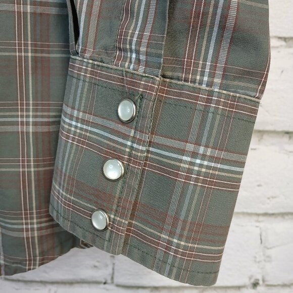 WRANGLER PEARL SNAP PLAID BUTTON DOWN MENS SHIRT LONG SLEEVE SIZE LARGE - Picture 7 of 7